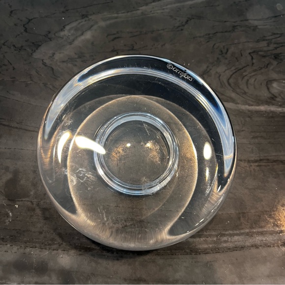 ORREFORS PUCK TEA LIGHT HOLDER  ART GLASS SWEDEN VOTIVE 3.75" DIAMETER 1.5" TALL - Picture 6 of 8